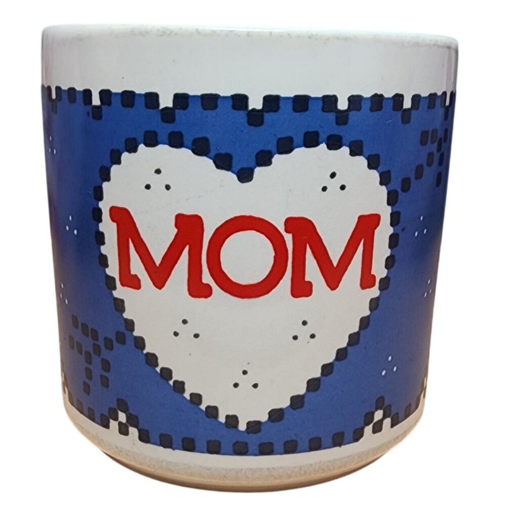 Vintage Rare Houze MOM Arrow in Heart Coffee Cup Mug Signed Wood Blue Red
